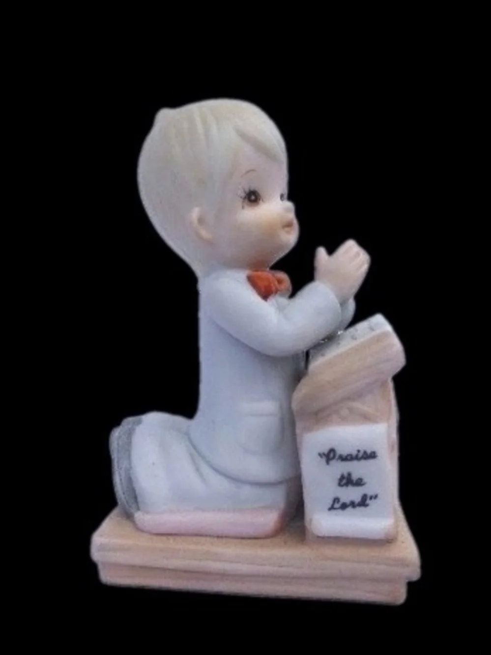 Vintage Lefton Prayer Boy Baby Piano Figurine Bisque Treasures Collection 1984